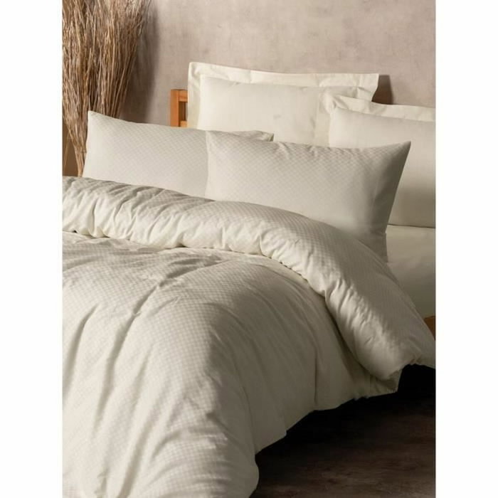Parure de couette 100 % coton renforcé, Crème, 220 x 240 cm, 3 pièces