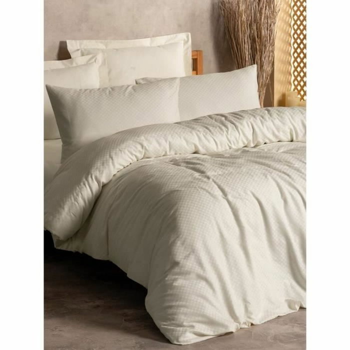 Parure de couette 100 % coton renforcé, Crème, 220 x 240 cm, 3 pièces
