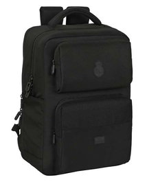 Safta Mochila - Sac à dos portable avec port USB, pour ordinateur portable 15,6 pouces, 2 compartiments, 31x44x13 cm, thème Real Madrid Premium, noir
