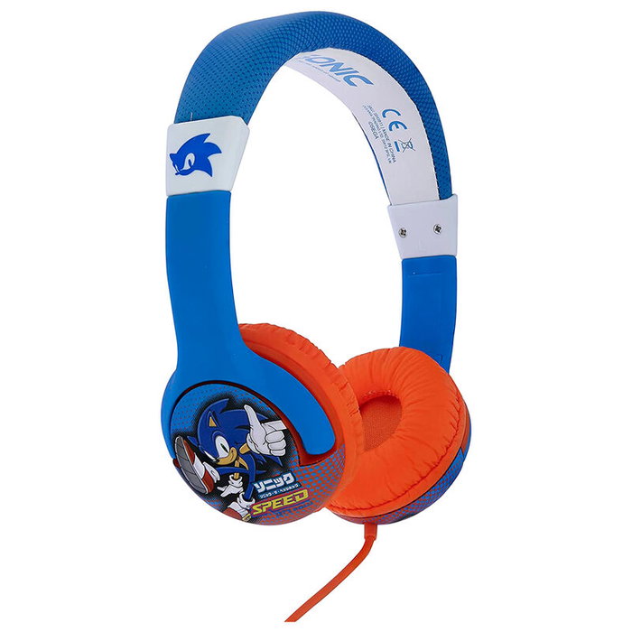 OTL TECHNOLOGIES - Casque audio enfant Sonic the Hedgehog avec volume limité 85 dB, ajustable et confortable, pour musique, films et jeux, jack 3.5mm
