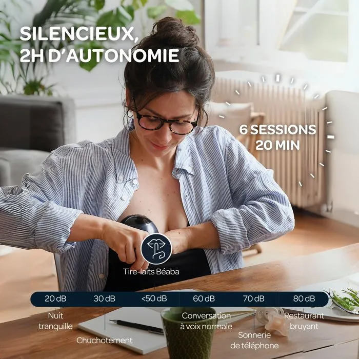 Beaba - Tire-Lait Électrique Mains Libres Bleu Nuit - Allaitement Discret, Portable et Sans Gêne Beaba - Tire-Lait Électrique Mains Libres Bleu Nuit - Allaitement Discret, Portable et Sans Gêne