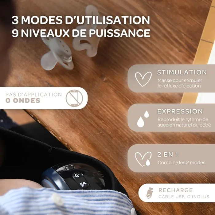 Beaba - Tire-Lait Électrique Mains Libres Bleu Nuit - Allaitement Discret, Portable et Sans Gêne Beaba - Tire-Lait Électrique Mains Libres Bleu Nuit - Allaitement Discret, Portable et Sans Gêne