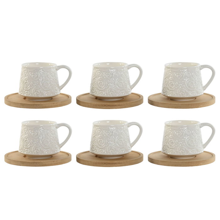 Home ESPRIT Ensemble de tasses à café Blanc Bambou Porcelaine 90 ml
