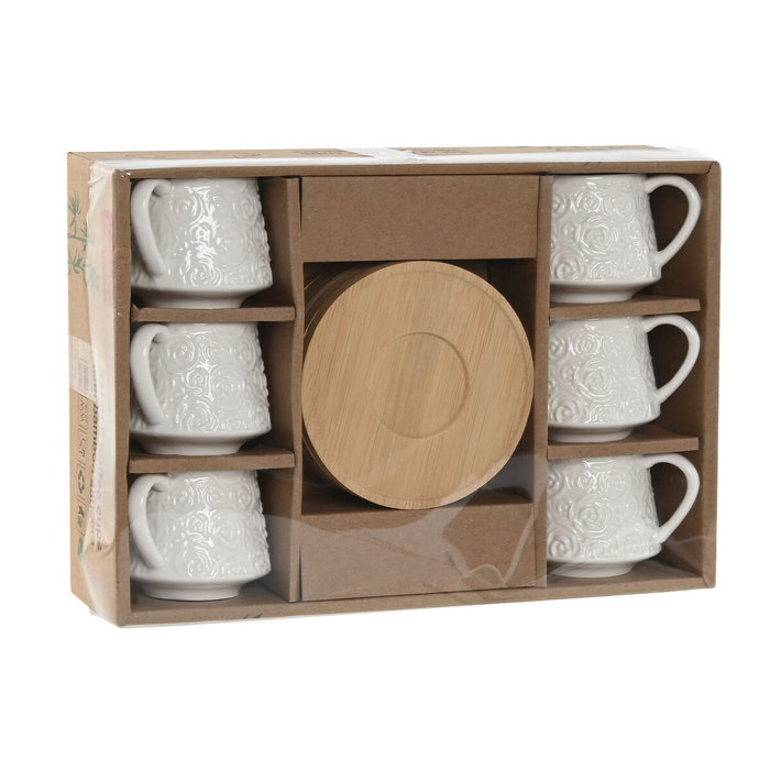 Home ESPRIT Ensemble de tasses à café Blanc Bambou Porcelaine 90 ml