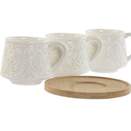 Home ESPRIT Ensemble de tasses à café Blanc Bambou Porcelaine 90 ml