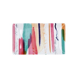 Quid Bandeja Rectangular Melamina Acuarela 25x15x2 cm - Set de 12 Unidades