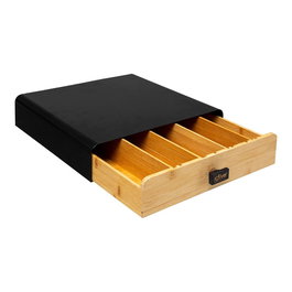 5Five Boîte de rangement pour capsules de café Noir Kitchen 33x31x7.5cm Métal Bambou