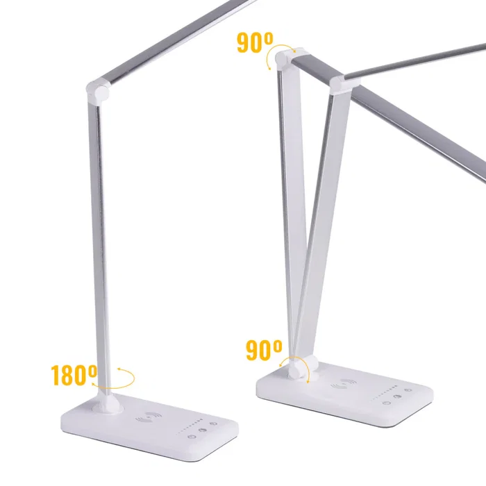 Lampe de Bureau LED avec Chargeur Sans Fil 6W 420Lm CCT Réglable 10 Niveaux Lumière USB Lampe de Bureau LED avec Chargeur Sans Fil 6W 420Lm CCT Réglable 10 Niveaux Lumière USB