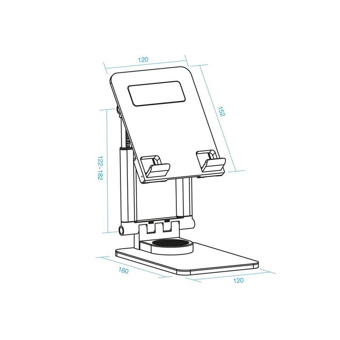 Tooq Support Pliable pour Tablette jusqu'à 12,9 Pouces Noir Pivotant 360° avec Coussinets Antidérapants - Série Hermes Tooq Support Pliable pour Tablette jusqu'à 12,9 Pouces Noir Pivotant 360° avec Coussinets Antidérapants - Série Hermes