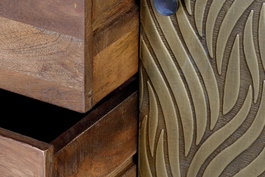 GINER Y COLOMER - Buffet en bois de manguier et laiton doré, 3 tiroirs et 2 portes, marron, 160 x 78 x 40 cm