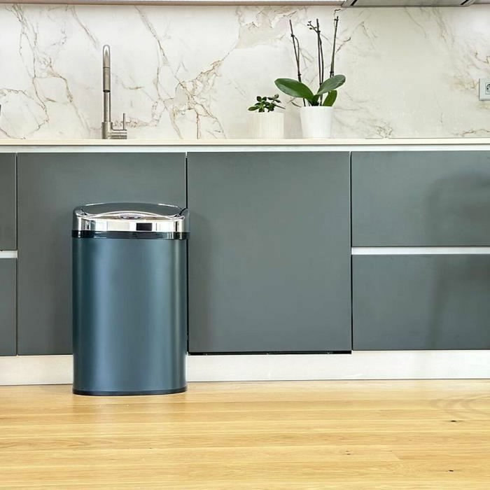 Kitchen Move Majestic Poubelle de cuisine automatique 58 L inox gris mat