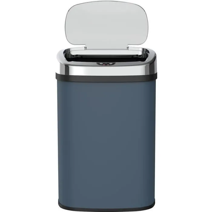 Majestic Kitchen Move - Poubelle de cuisine automatique 58 L, ouverture mains libres, inox gris mat avec cerclage - Fonctionne sur piles