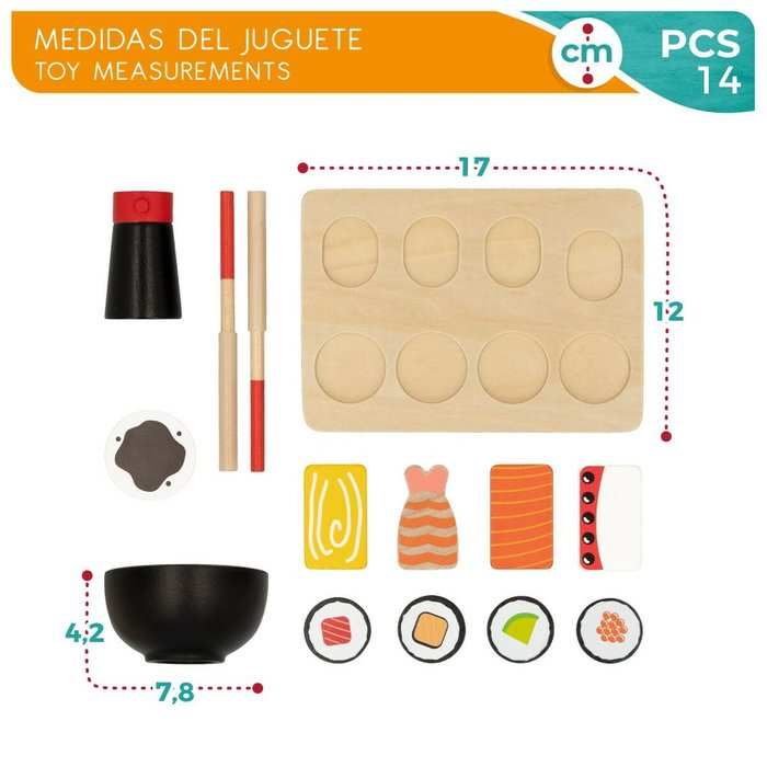 Jeu en bois Woomax Sushi 14 Pièces (6 Unités)