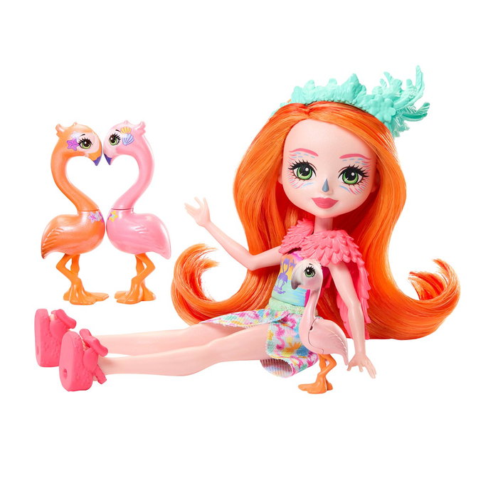 Enchantimals Poupée Florinda Flamingo avec Figure Twig et Animaux - Famille Flamencos Sunshine Island Hrx85 Mattel - Ensemble de Jeu pour Enfants +4 Ans