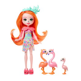 Enchantimals Poupée Florinda Flamingo avec Figure Twig et Animaux - Famille Flamencos Sunshine Island Hrx85 Mattel - Ensemble de Jeu pour Enfants +4 Ans