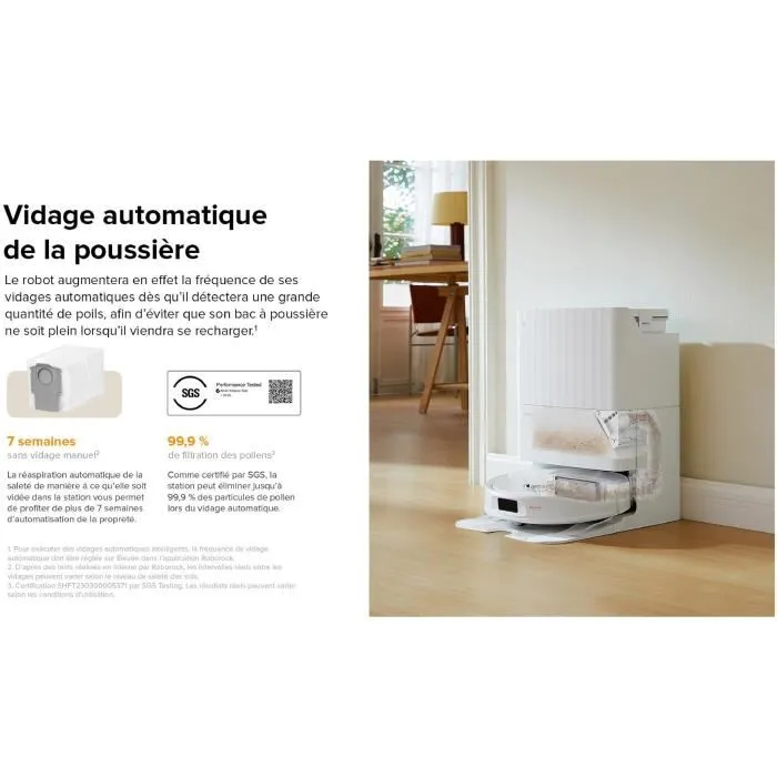 Roborock QRevo Plus Aspirateur Robot Blanc avec Station Multifonction - 7000 Pa - Mop Extensible ROB1727296644839