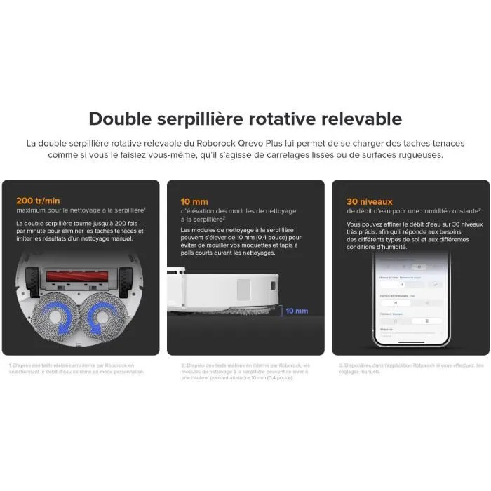 Roborock QRevo Plus Aspirateur Robot Blanc avec Station Multifonction - 7000 Pa - Mop Extensible ROB1727296644839