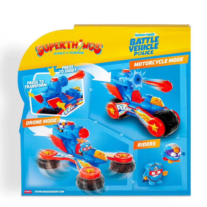 Magic Box - Figure Superthings S Battle Véhicule de Police Transformable avec Projectile - 20 x 19,5 x 9,2 cm