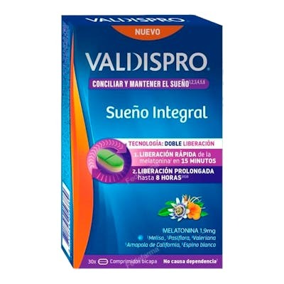 VALDISPRO Sueño Integral 30 comprimés bicouche - Complément alimentaire pour le sommeil VALDISPRO Sueño Integral 30 comprimés bicouche - Complément alimentaire pour le sommeil