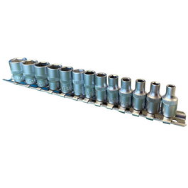 Tuman Jeu de 13 clés à douille 1/4 pol. 4-14mm Cr-V sur rail
