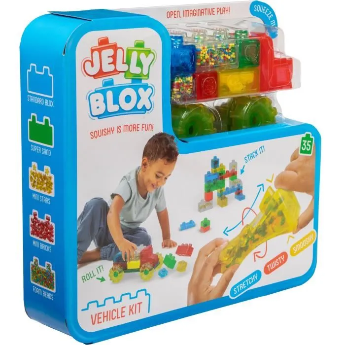 Goliath Jelly Blox - Kit Vroom Truck - 33 blocs de construction souples avec voitures pour enfant des 2 ans