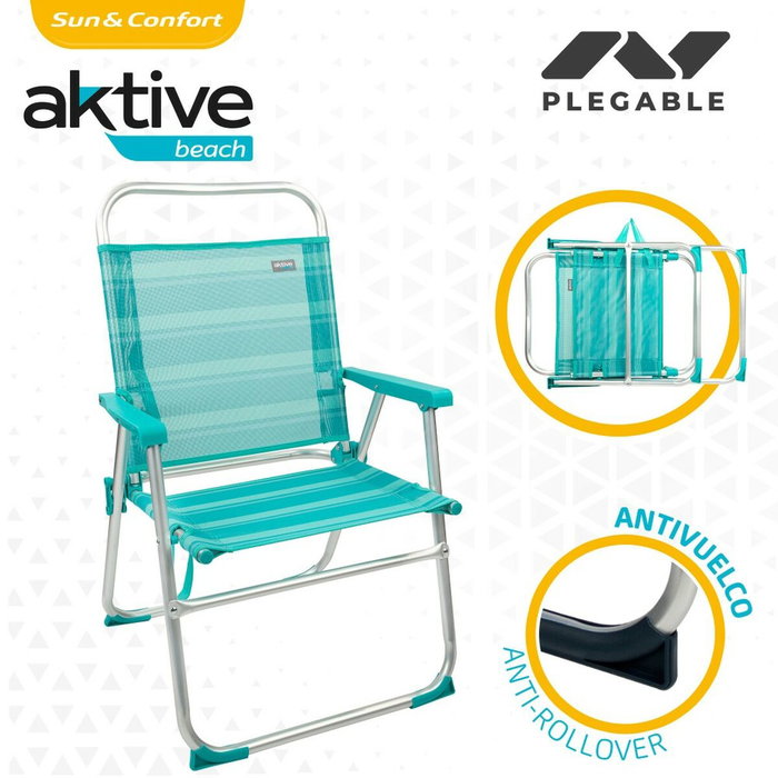 Chaise de Plage Aktive Turquoise 48 x 88 x 50 cm Aluminium Pliable (4 Unités) Chaise de Plage Aktive Turquoise 48 x 88 x 50 cm Aluminium Pliable (4 Unités)