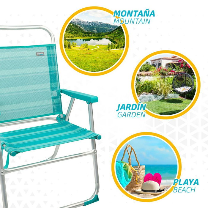 Chaise de Plage Aktive Turquoise 48 x 88 x 50 cm Aluminium Pliable (4 Unités) Chaise de Plage Aktive Turquoise 48 x 88 x 50 cm Aluminium Pliable (4 Unités)