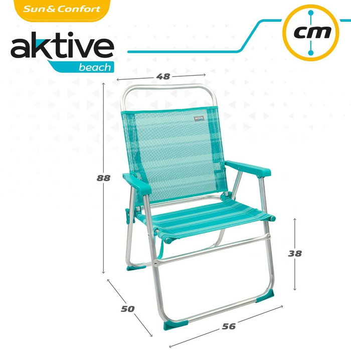 Chaise de Plage Aktive Turquoise 48 x 88 x 50 cm Aluminium Pliable (4 Unités) Chaise de Plage Aktive Turquoise 48 x 88 x 50 cm Aluminium Pliable (4 Unités)