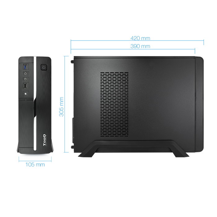 Tooq Boîtier Ordinateur Bureau MicroATX Slim avec Alimentation SFX 500W USB 3.0 Noir Tooq Boîtier Ordinateur Bureau MicroATX Slim avec Alimentation SFX 500W USB 3.0 Noir