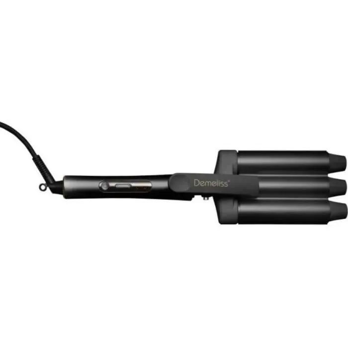 Saint Algue Demeliss WAVES BLACK Fer à onduler 3 cylindres céramique tourmaline 10 températures (120-210°C) avec spray texturisant Deep Waves 150ml pour cheveux ondulés et bouclés