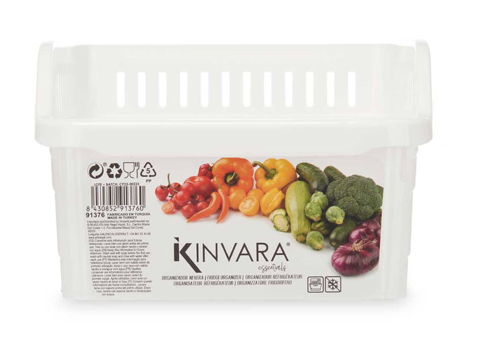 Kinvara Organisateur de Réfrigérateur en Plastique Blanc 20 x 12 x 30 cm (Set de 24)