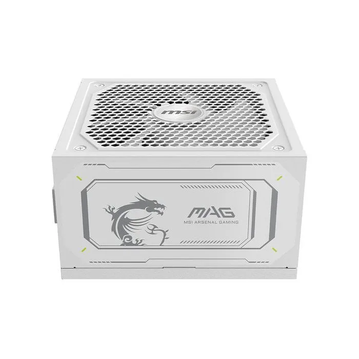 MSI MAG A1000GL PCIE5 - Alimentation PC modulaire Gaming 1000W 80 PLUS Gold ATX 3.1 - Blanc - Ventilateur 135 mm - Connecteurs PCIe 5.1 et câbles plats blancs