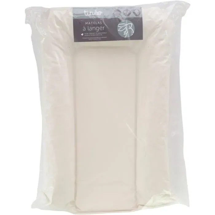 Tineo Matelas à langer - Modèle Flocons en PVC écru - 50x70 cm - Mousse moelleuse, bords rehaussés, imperméable et facile à nettoyer - Pour tables à langer universelles