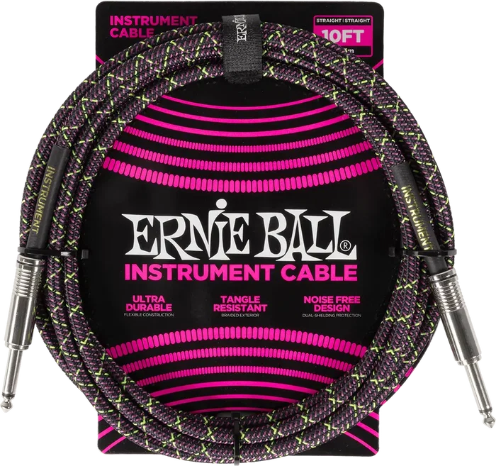 Ernie Ball Câble Instrument Trenzado Jack-Jack 3 M - Purple Python