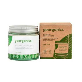 GEORGANICS Dentifrice minéral à l'huile d'arbre à thé 120 ml - Blanchissant, certifié bio et végan, sans fluor, sans SLS