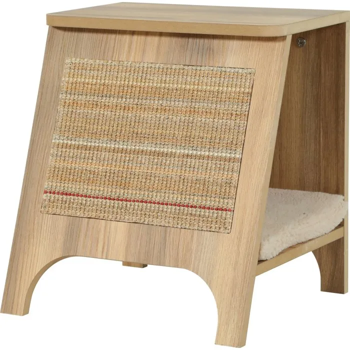 Zolux Console Boréal pour Chat 3-en-1 - Griffoir Sisal, Couchage et Table d'Appoint 43.5 cm - Beige - Meuble Design Français