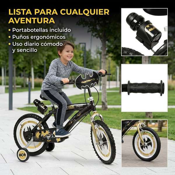 Toimsa Bicicleta Batman 16" pour enfants de 5 à 8 ans, vélo en fer 16 pouces