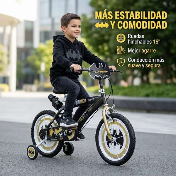 Toimsa Bicicleta Batman 16" pour enfants de 5 à 8 ans, vélo en fer 16 pouces