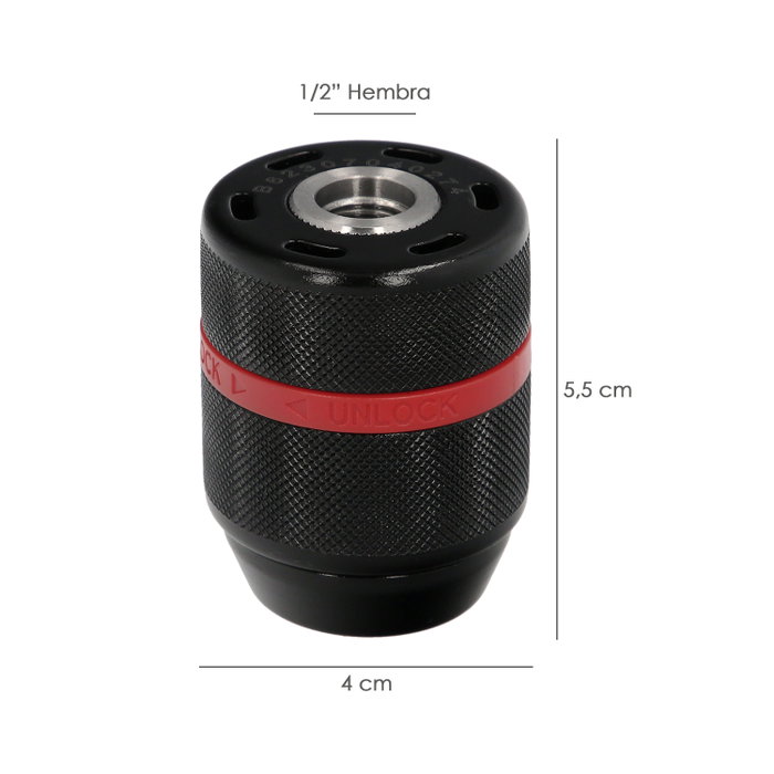 WOLFPACK LINEA PROFESIONAL Mandrin métallique sans clé 1/2'' femelle pour mèches jusqu'à 13 mm