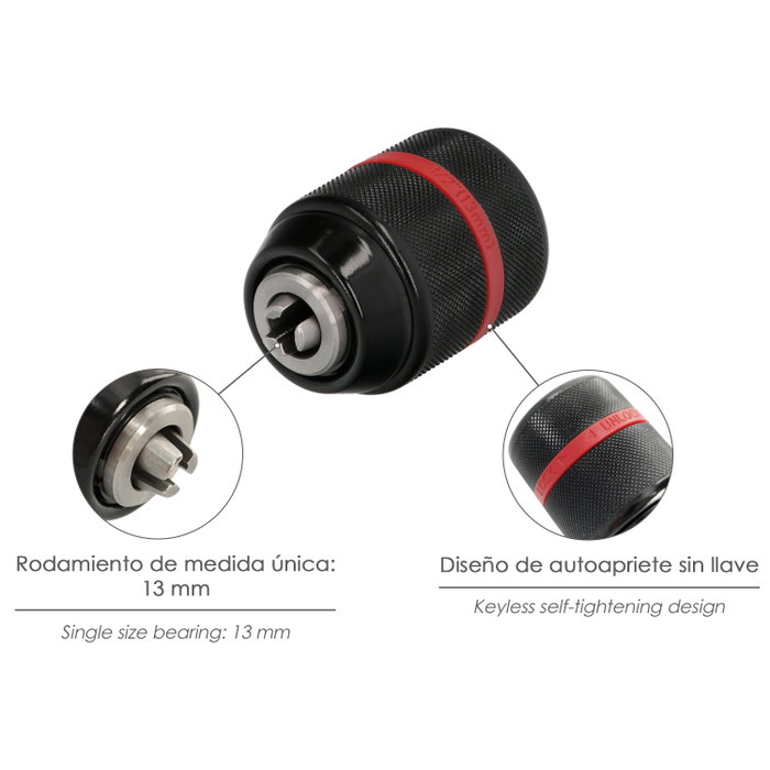 WOLFPACK LINEA PROFESIONAL Mandrin métallique sans clé 1/2'' femelle pour mèches jusqu'à 13 mm