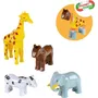 KLEIN 0065 - Puzzle magnétique Funny Puzzle 4 grands animaux en plastique (cheval, vache, girafe, éléphant) - 16 pièces interchangeables - Jouet éducatif dès 12 mois