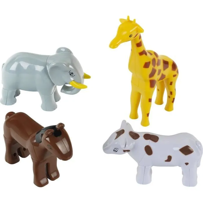 KLEIN 0065 - Puzzle magnétique Funny Puzzle 4 grands animaux en plastique (cheval, vache, girafe, éléphant) - 16 pièces interchangeables - Jouet éducatif dès 12 mois