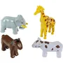 KLEIN 0065 - Puzzle magnétique Funny Puzzle 4 grands animaux en plastique (cheval, vache, girafe, éléphant) - 16 pièces interchangeables - Jouet éducatif dès 12 mois