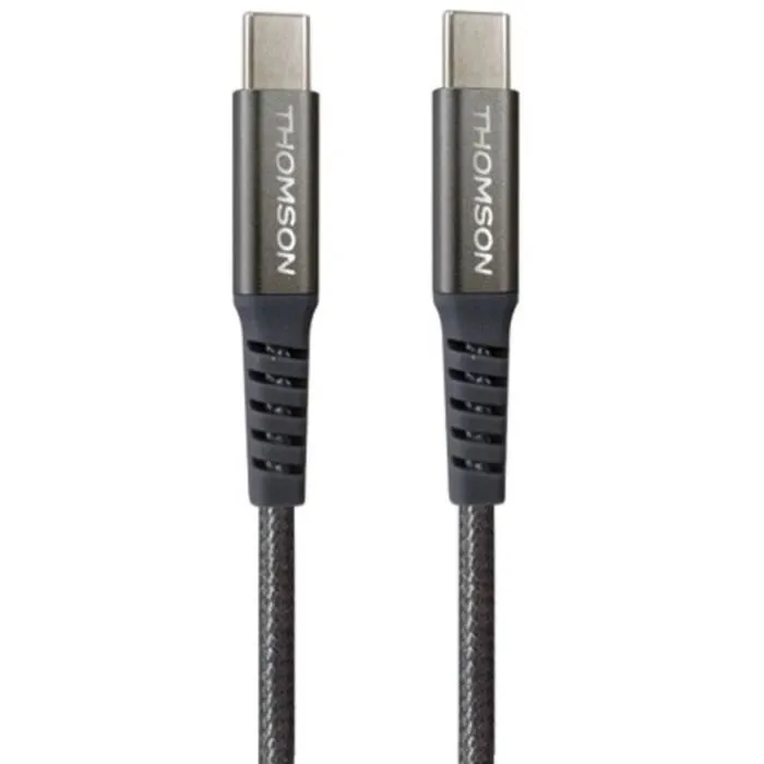 Thomson - Câble USB-C vers USB-C 100W, Charge Rapide & Transfert de Données, Longueur 1.5m, Résistance 30 000 Torsions Thomson - Câble USB-C vers USB-C 100W, Charge Rapide & Transfert de Données, Longueur 1.5m, Résistance 30 000 Torsions