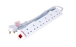 MicroConnect Multiprise parafoudre 6 prises UK 2M Blanc