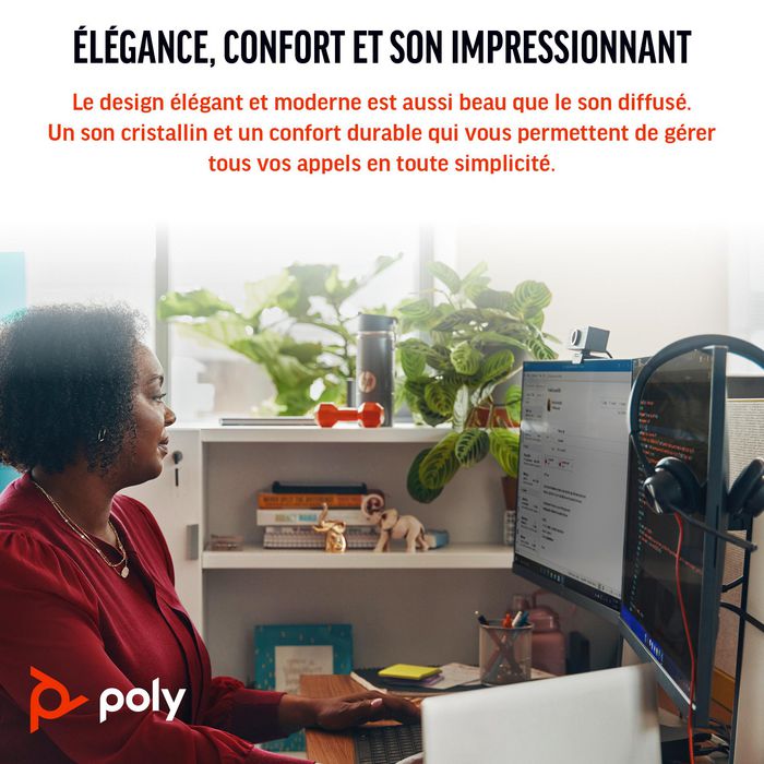Poly Micro-casque Blackwire 3310 certifié Microsoft Teams avec adaptateur USB-C / USB-A et conforme TAA