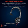 Poly Micro-casque Blackwire 3310 certifié Microsoft Teams avec adaptateur USB-C / USB-A et conforme TAA