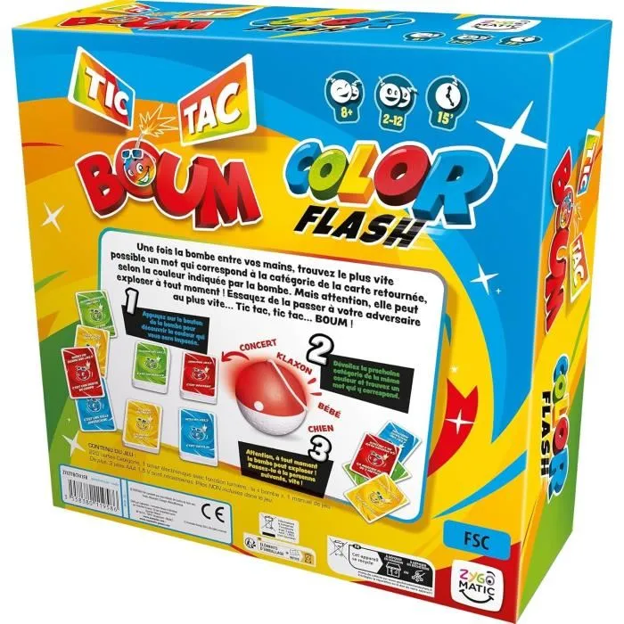 Asmodee Tic Tac Boum Color Flash - Jeu de société explosif en français - Trouvez des mots avant l'explosion de la bombe qui change de couleur