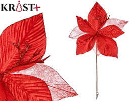 Krist+ Fleur en tissu de Noël rouge 30 cm avec emballage 33x46.5x2 cm (Set de 36)