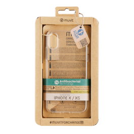 Muvit Coque Recycletek Antibactérienne pour Apple iPhone X/XS - Transparent